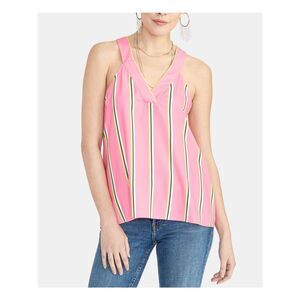 RACHEL ROY Womens Pink Striped V Neck Blouse Size: M